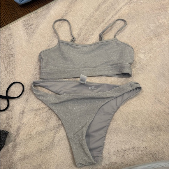 Aerie Sparkling silver bikini set - Picture 1 of 2